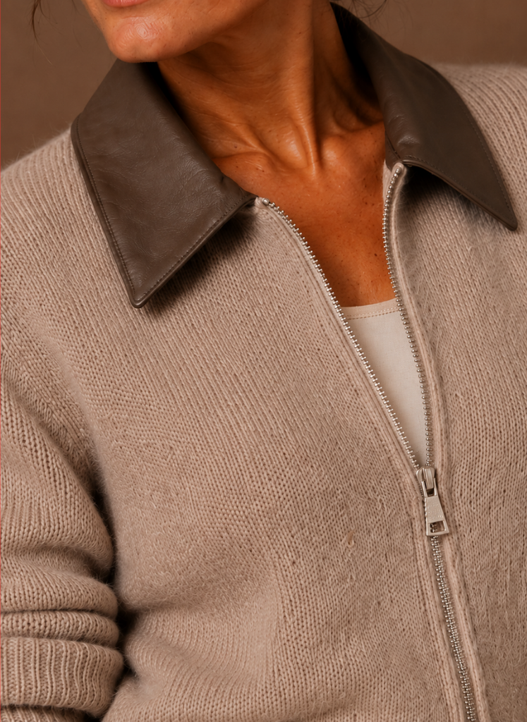Women's Zip Knit Jacket with Classic Collar | Areleon