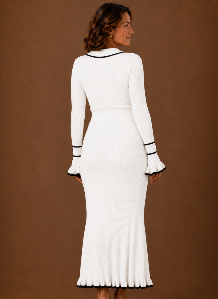 Sweater Dress for Women - Ribbed Knit Maxi Collared | Areleon