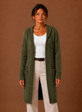 Cable Knit Cardigan for Women - Hooded Long | Areleon