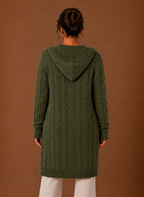 Cable Knit Cardigan for Women - Hooded Long | Areleon