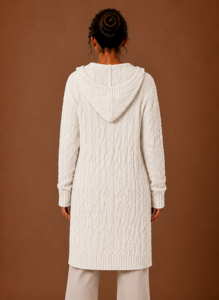 Cable Knit Cardigan for Women - Hooded Long | Areleon