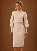 Sweater Dress for Women - Turtleneck Midi Fitted Knit | Areleon