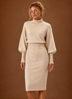 Sweater Dress for Women - Turtleneck Midi Fitted Knit | Areleon