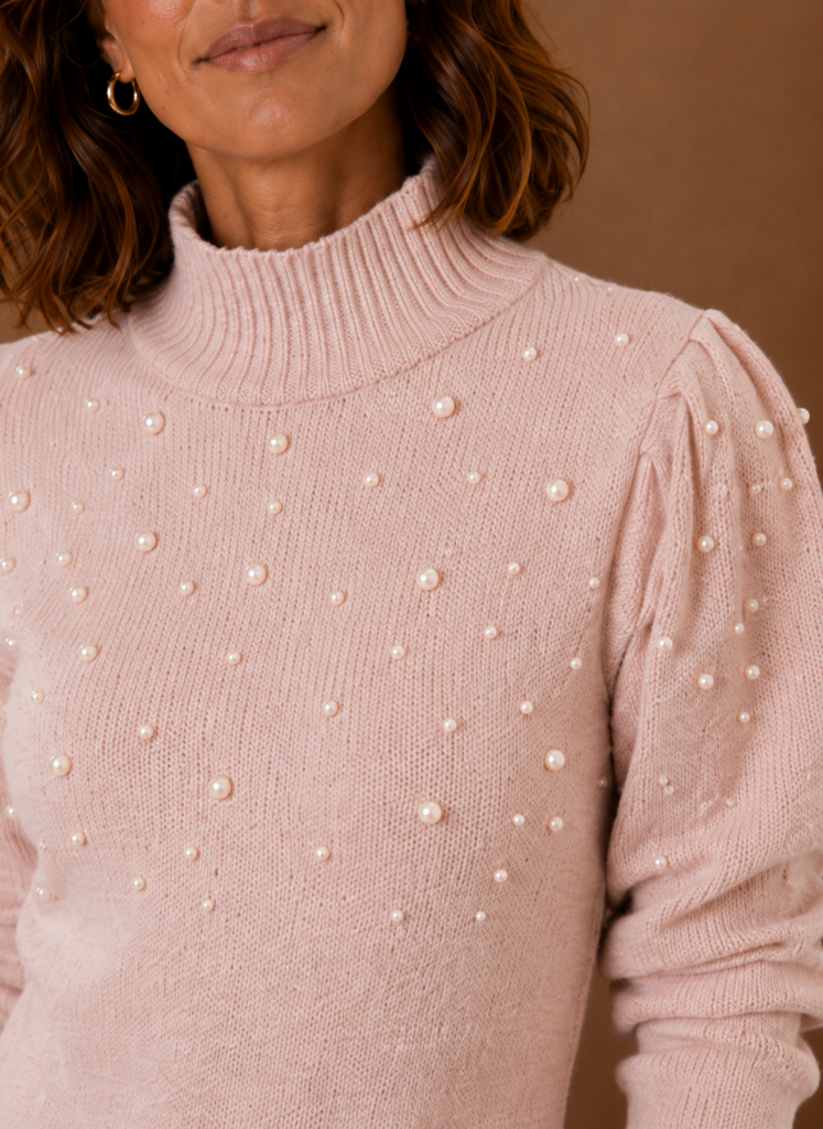 Women’s Pearl Knit Sweater Dress with High Neck | Areleon
