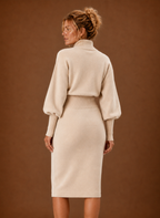 Sweater Dress for Women - Turtleneck Midi Fitted Knit | Areleon