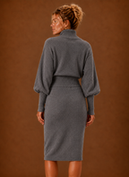 Sweater Dress for Women - Turtleneck Midi Fitted Knit | Areleon