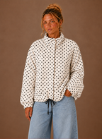 Women's Polka Dot Lightweight Jacket Casual Drawstring Coat | Areleon