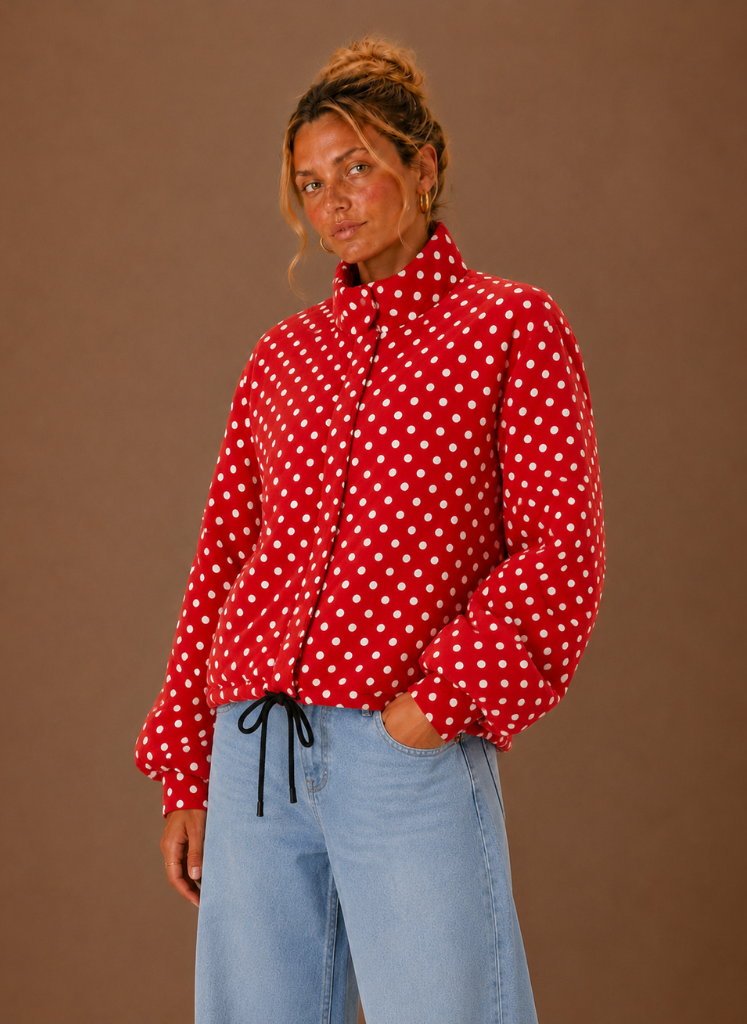 Women's Polka Dot Lightweight Jacket Casual Drawstring Coat | Areleon