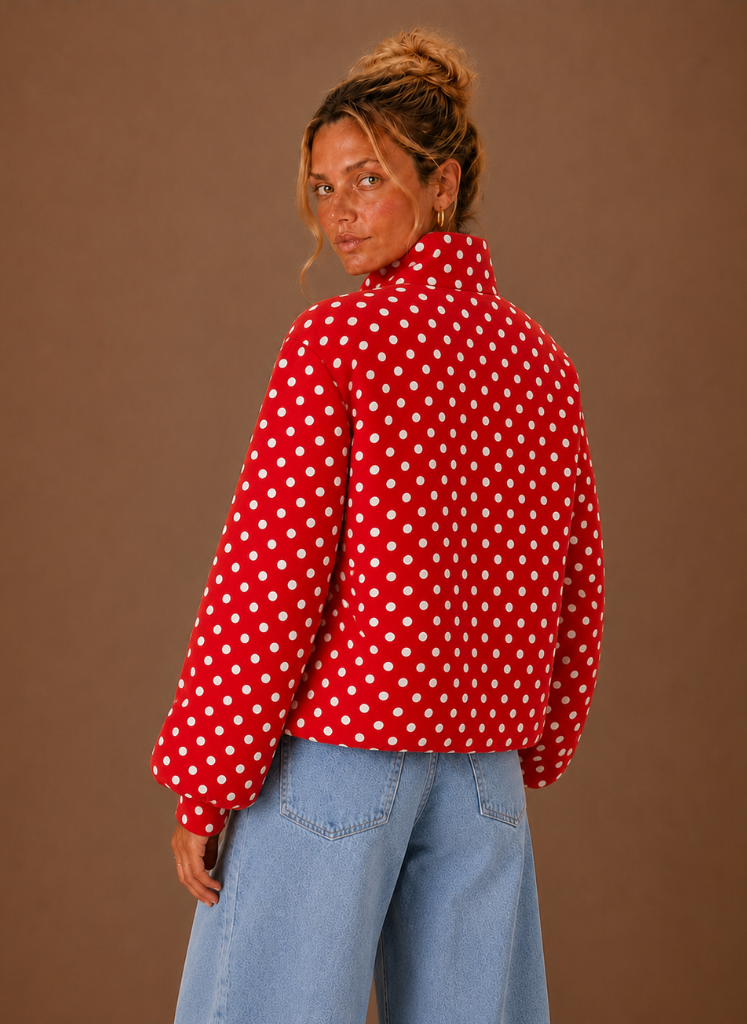 Women's Polka Dot Lightweight Jacket Casual Drawstring Coat | Areleon
