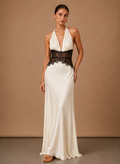 Women’s Satin Halter Maxi Dress – Elegant Wedding Guest | Areleon