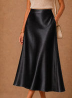 Areleon | Women’s Satin Midi Skirt Elegant A-Line