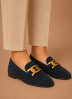 Areleon | Women’s Suede Loafers Elegant Chain Detail
