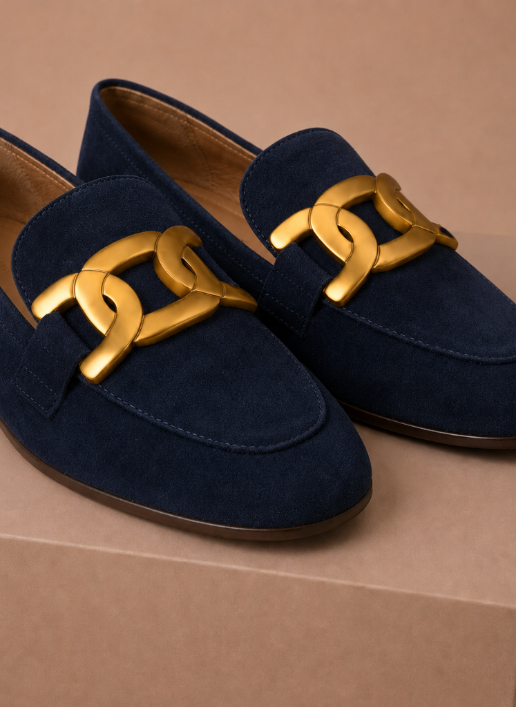 Areleon | Women’s Suede Loafers Elegant Chain Detail
