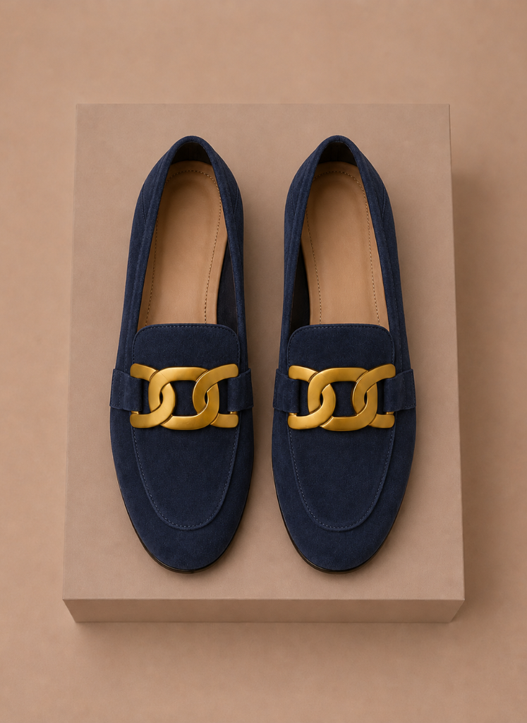 Areleon | Women’s Suede Loafers Elegant Chain Detail