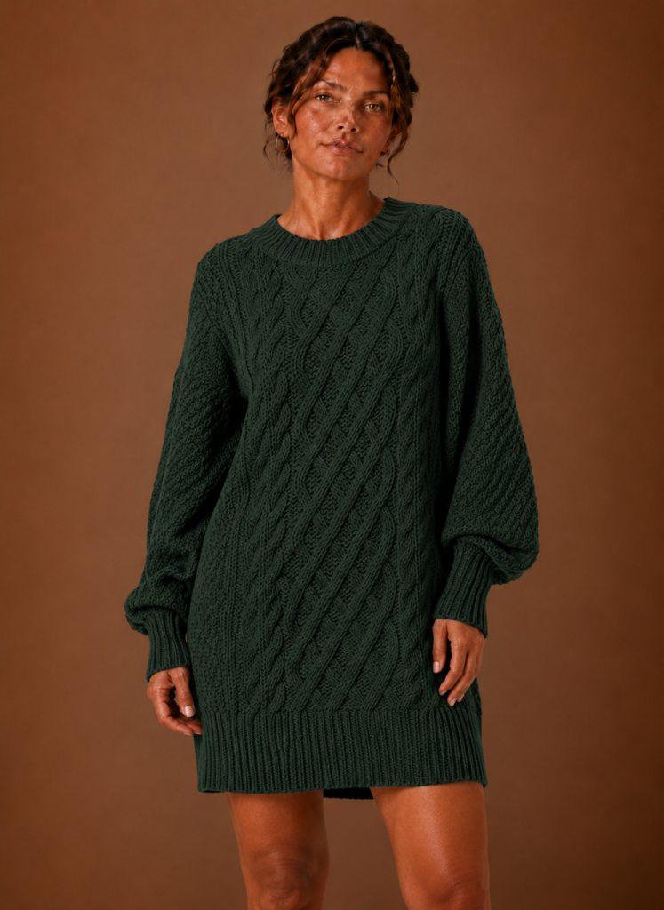 Women's Oversized Cable Knit Sweater Dress | Areleon
