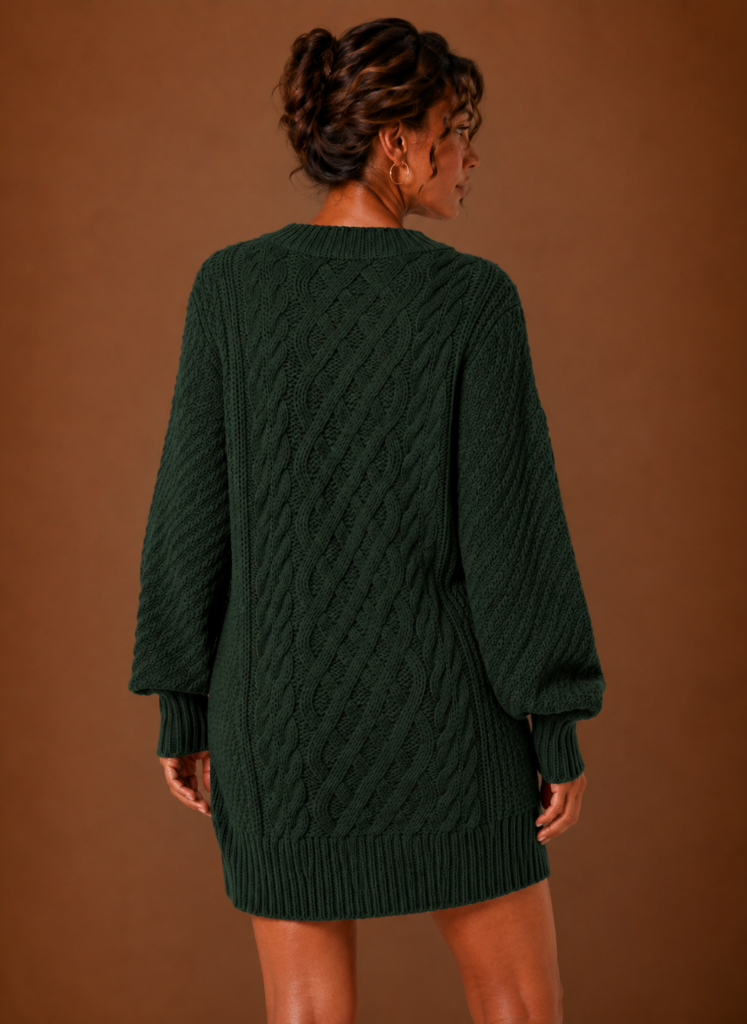 Women's Oversized Cable Knit Sweater Dress | Areleon