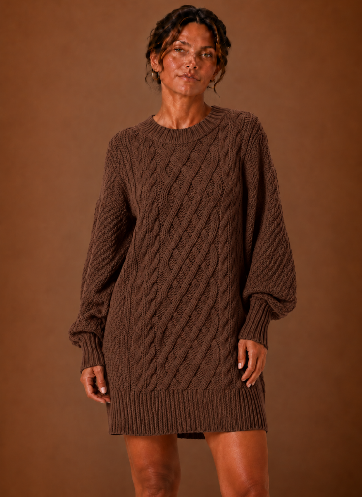Women's Oversized Cable Knit Sweater Dress | Areleon