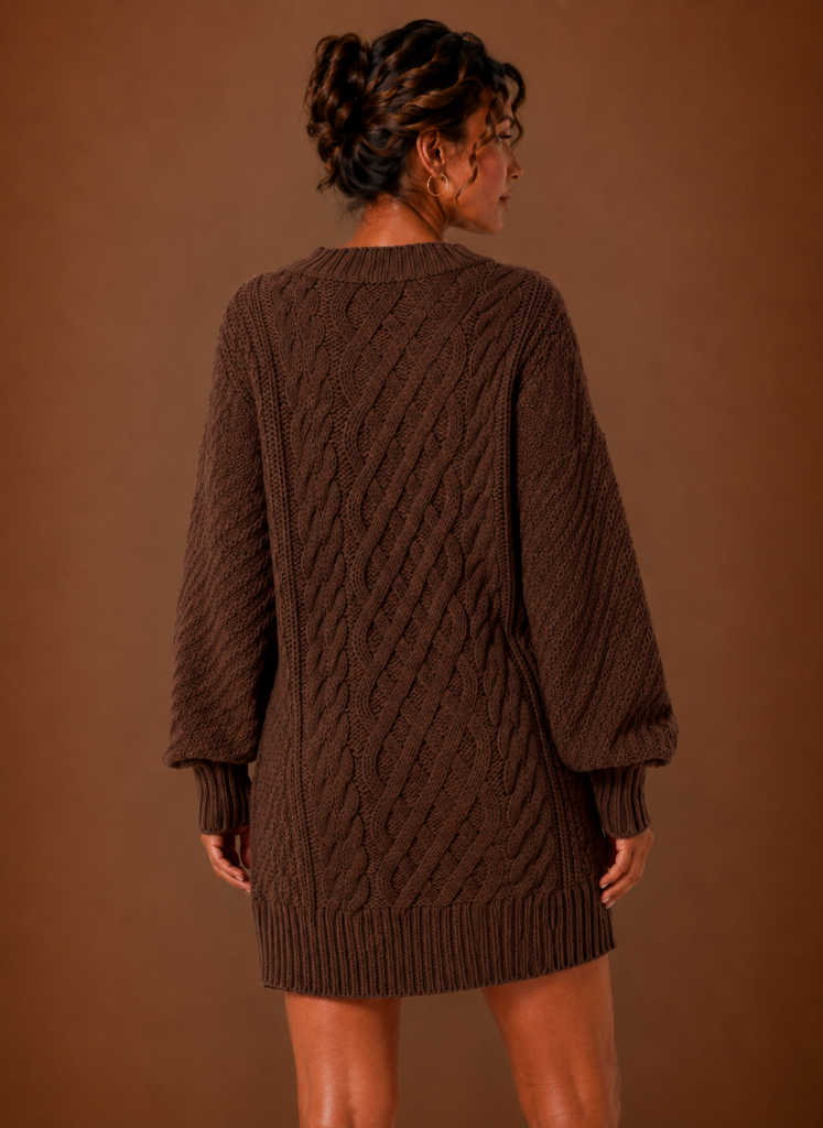 Women's Oversized Cable Knit Sweater Dress | Areleon