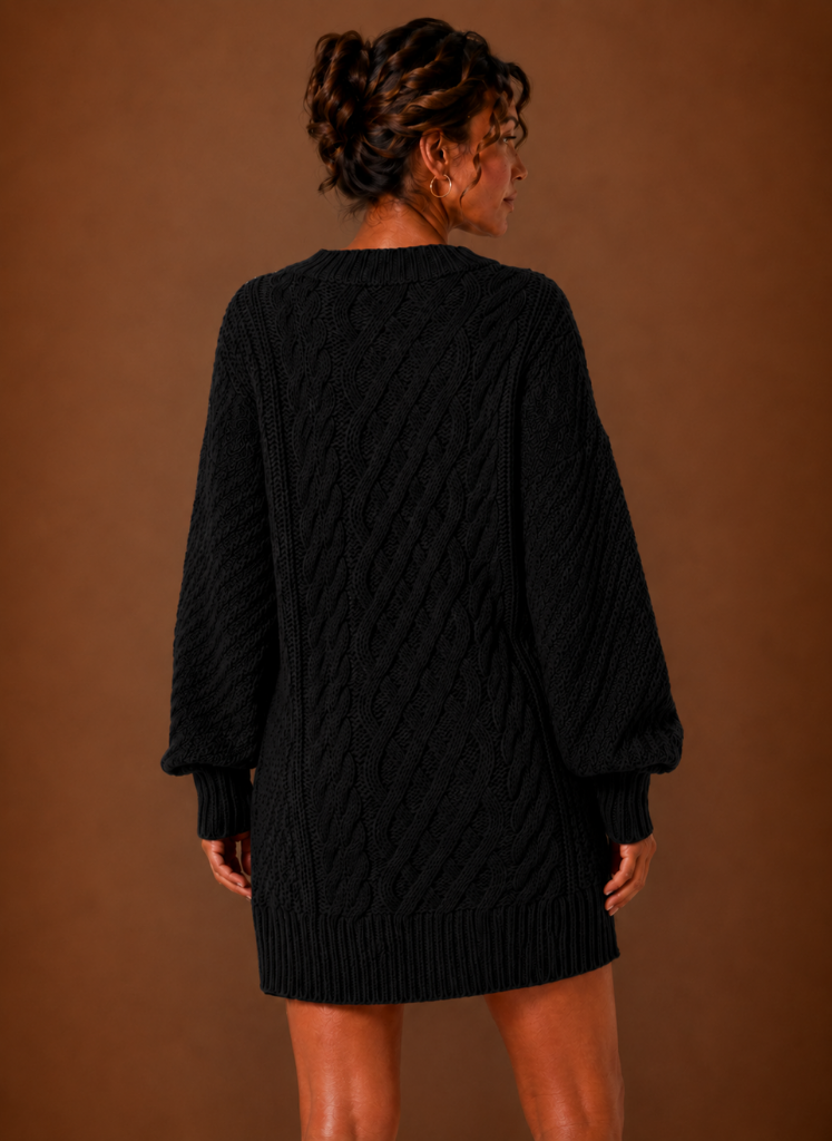 Women's Oversized Cable Knit Sweater Dress | Areleon