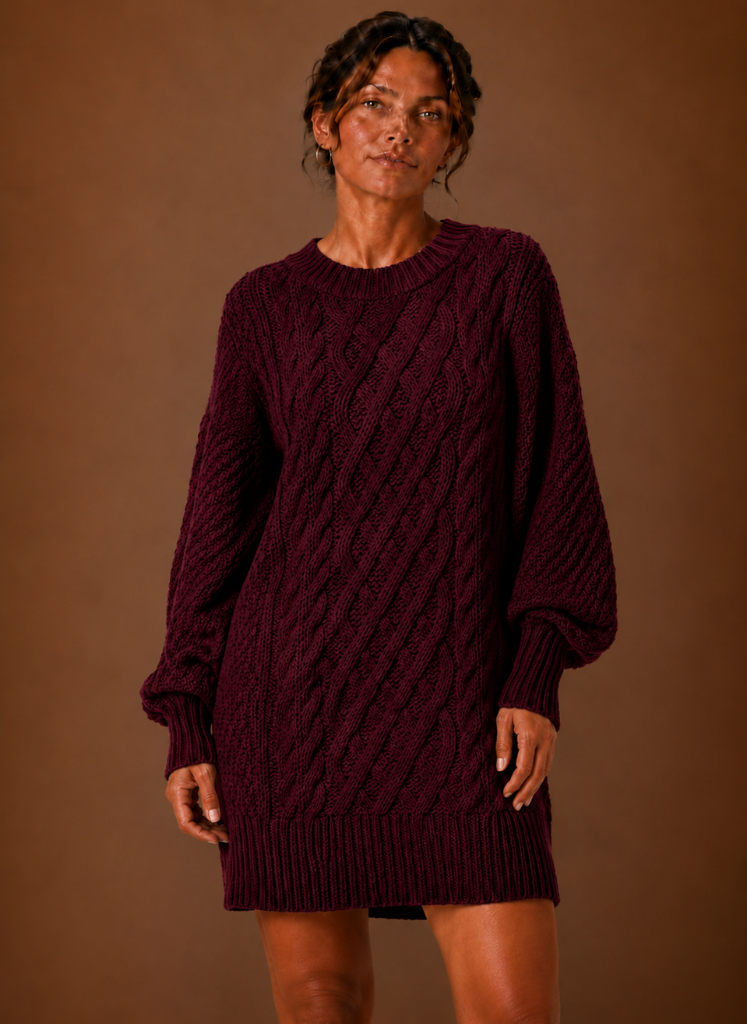 Women's Oversized Cable Knit Sweater Dress | Areleon