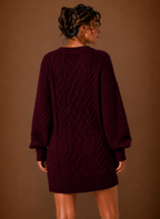 Women's Oversized Cable Knit Sweater Dress | Areleon