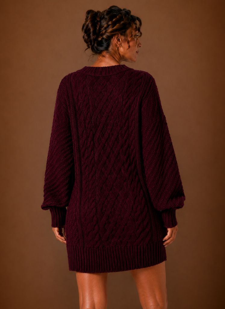 Women's Oversized Cable Knit Sweater Dress | Areleon