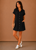 Women’s Textured Shirt Mini Dress – Elegant Summer Daywear | Areleon