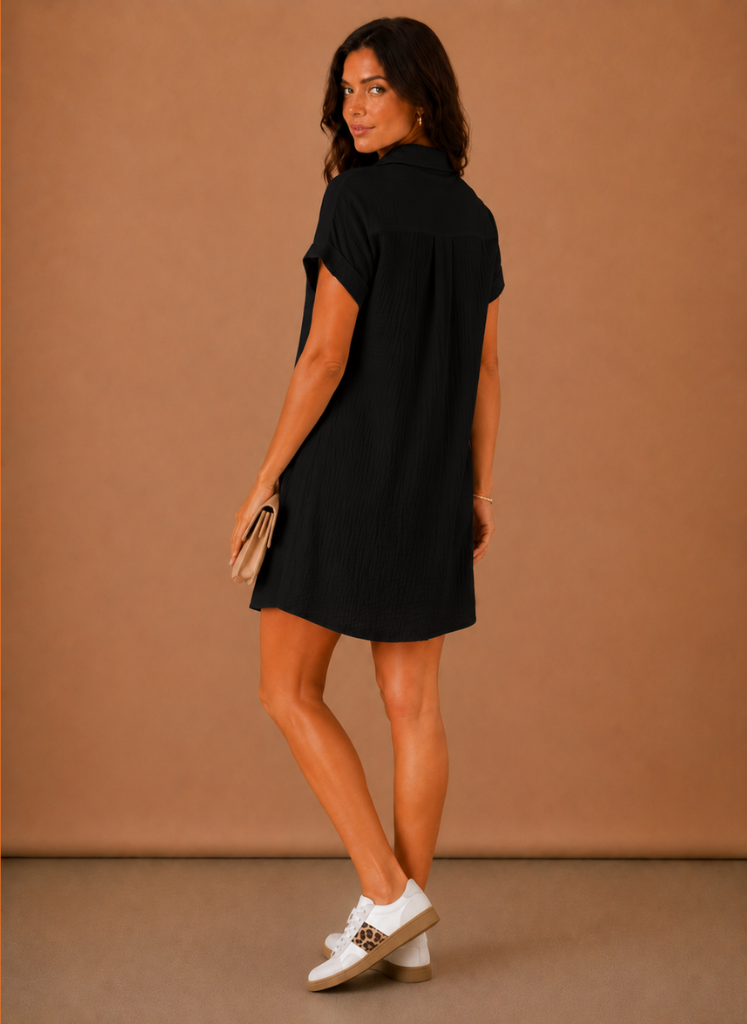 Women’s Textured Shirt Mini Dress – Elegant Summer Daywear | Areleon