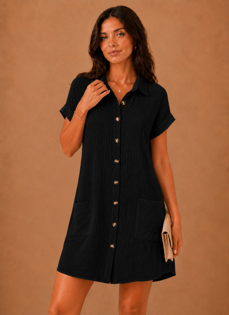 Women’s Textured Shirt Mini Dress – Elegant Summer Daywear | Areleon