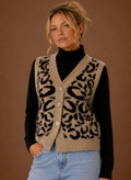 Leopard Print Sweater Vest for Women - Button Front | Areleon