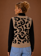 Leopard Print Sweater Vest for Women - Button Front | Areleon