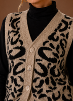 Leopard Print Sweater Vest for Women - Button Front | Areleon
