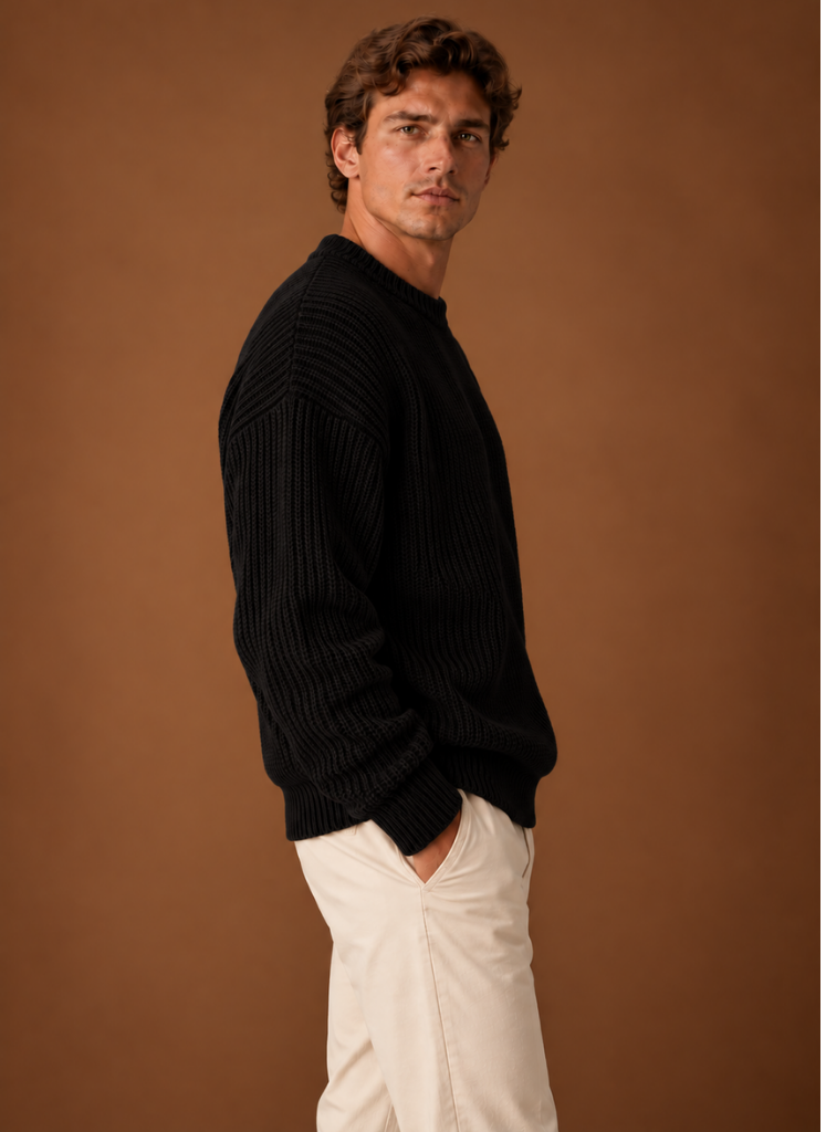 Men's Chunky Knit Crewneck Sweater | Areleon