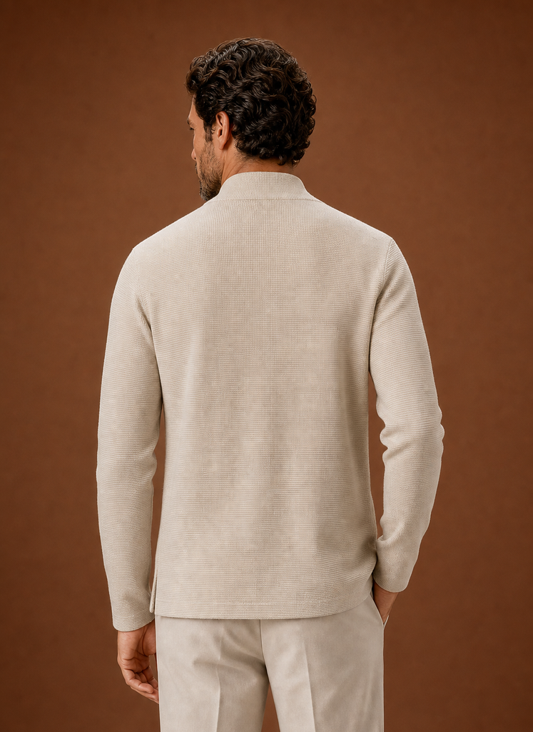 Back view of Areleon men's open-front cardigan