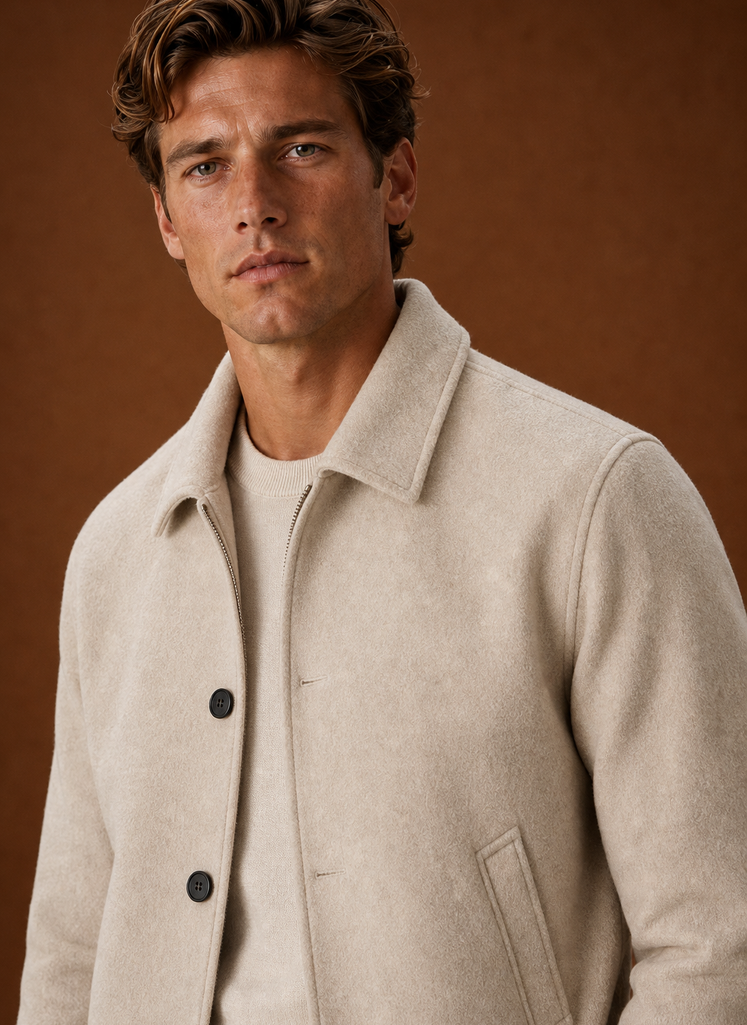 Men's Turtleneck Sweater - Roll Neck Knit Pullover closeup view