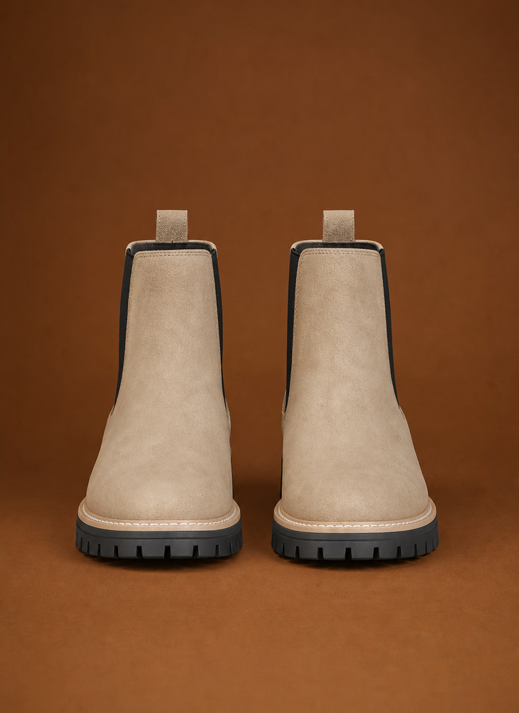 Side view of women's Chelsea ankle boot highlighting silhouette and sole