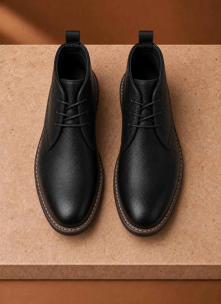 Rear view of Areleon chukka boot showing heel and back seam