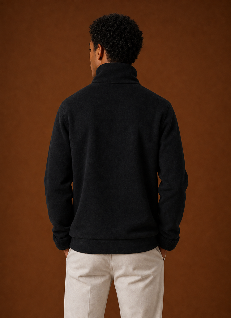 Men's Turtleneck Sweater - Fleece Lined Roll Neck Pullover back view