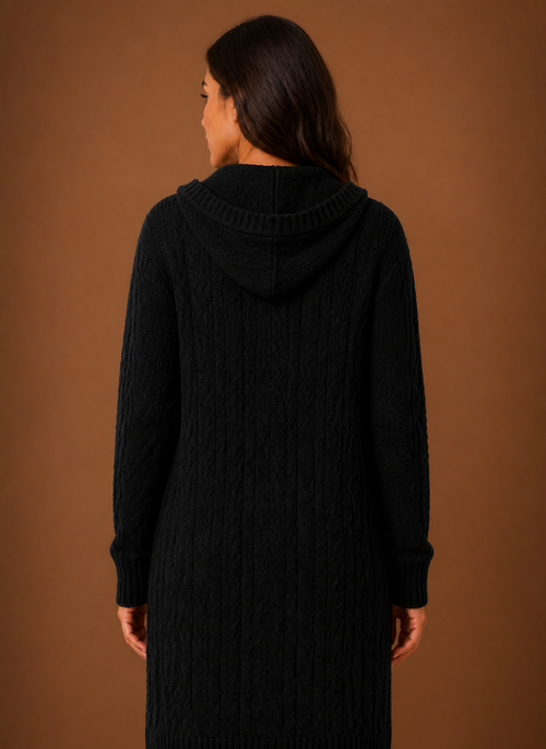 Cable Knit Cardigan for Women - Hooded Long | Areleon
