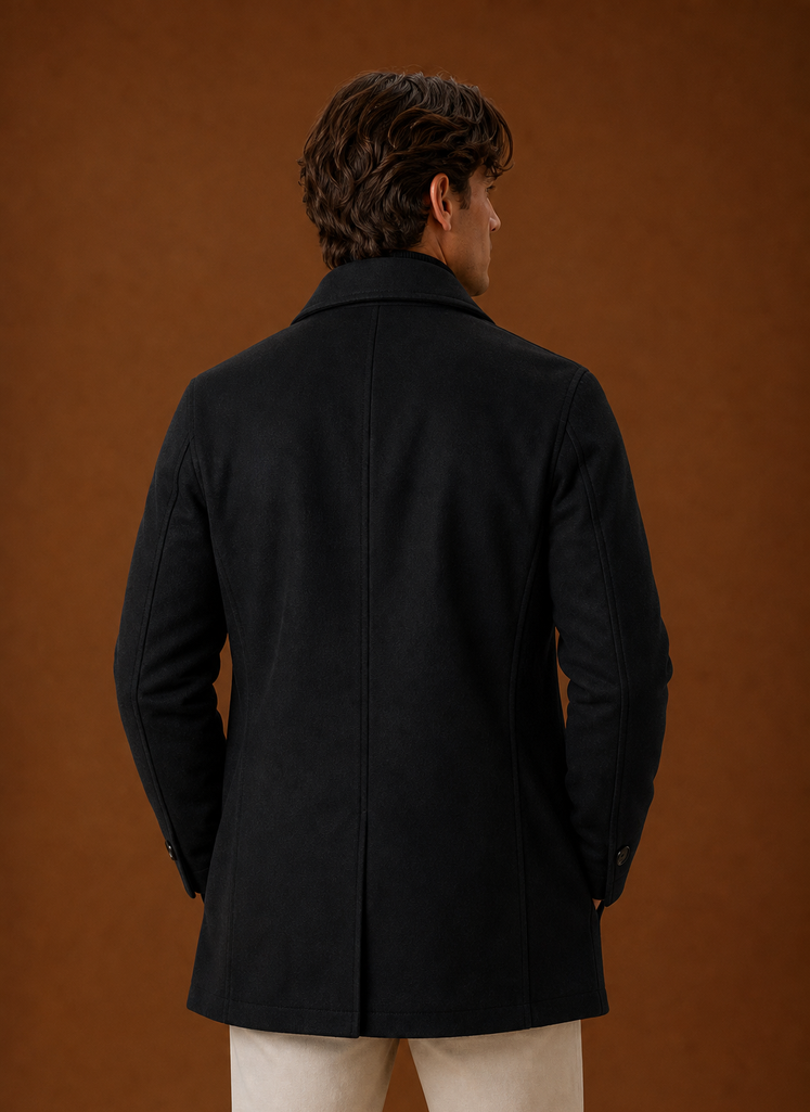 Men's Lightweight Trench Coat - Button Up Casual Overcoat back view
