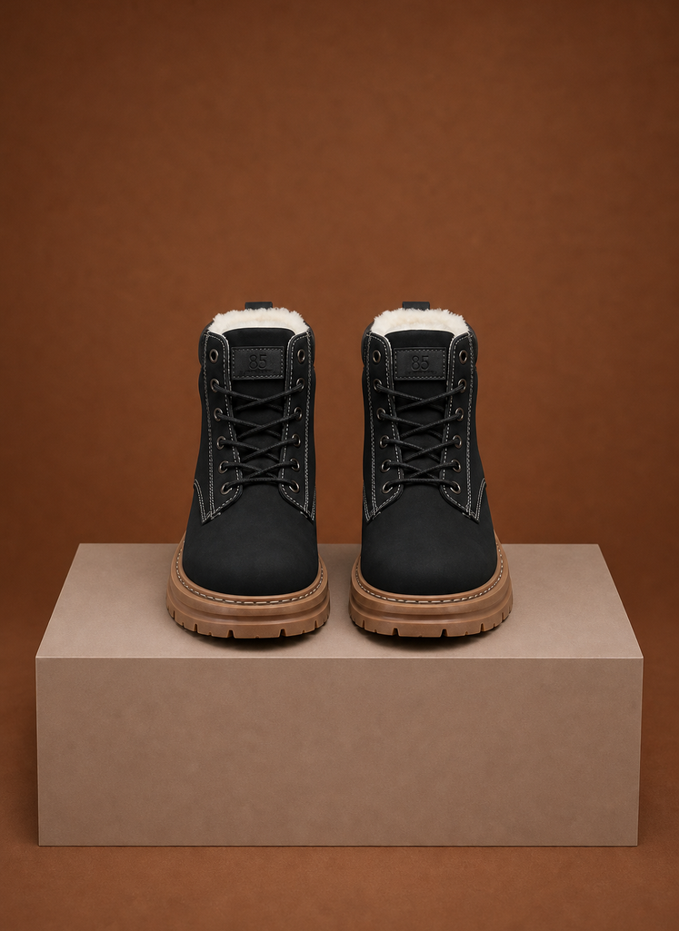 Men's Fur Lined Lace Up Winter Boots back view