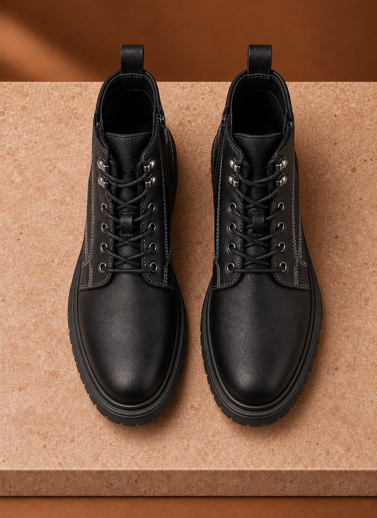 Back view of Areleon men's vintage lace-up ankle boot in brown