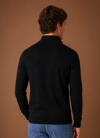Back view of men's shirt jacket displaying straight hem and clean silhouette