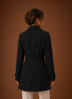 Back view of Areleon women's trench coat showing straight mid-length cut