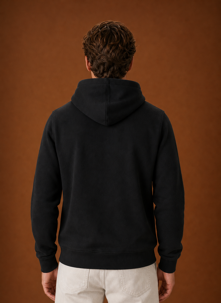 Back view of the Areleon men's hoodie showing the clean back and hood
