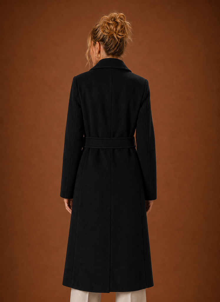 Back view of the men's mid-long trench coat