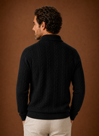 Back view of men's zip sweater showing full back silhouette