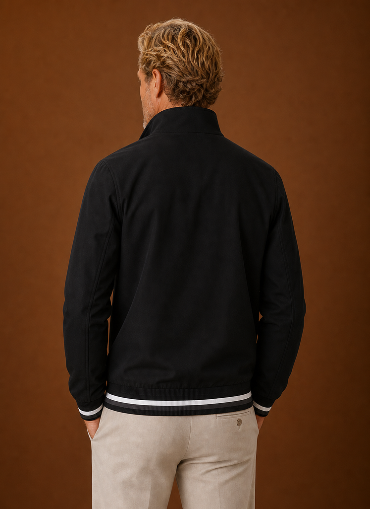 Back view of men's lightweight bomber jacket