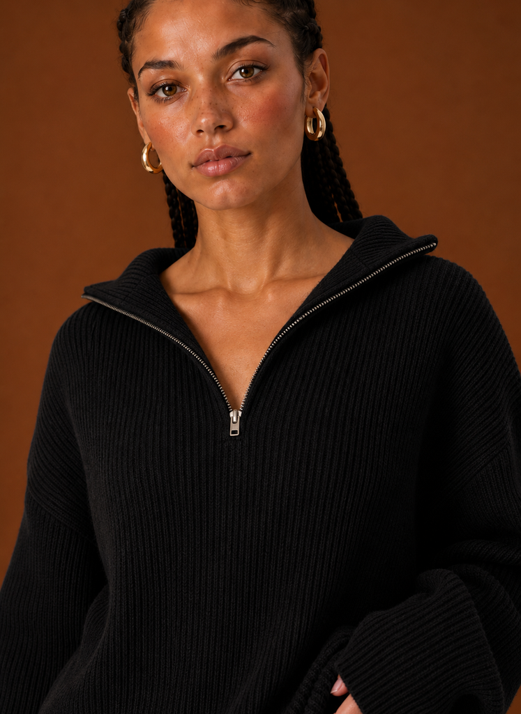 Close-up of stitching and texture on the tracksuit top