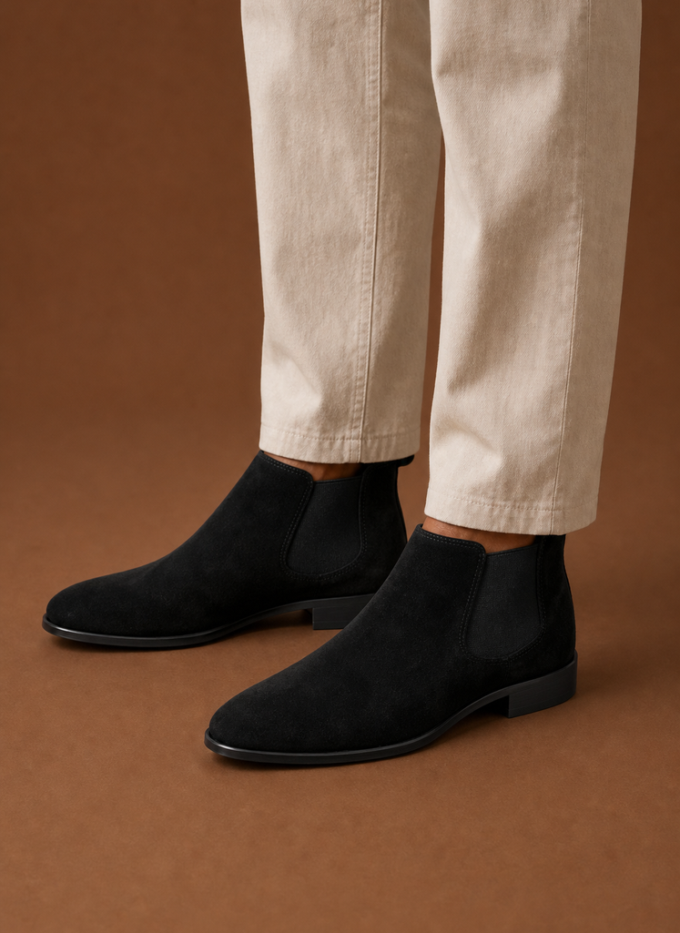 Men's Suede Chelsea Ankle Boots closeup view
